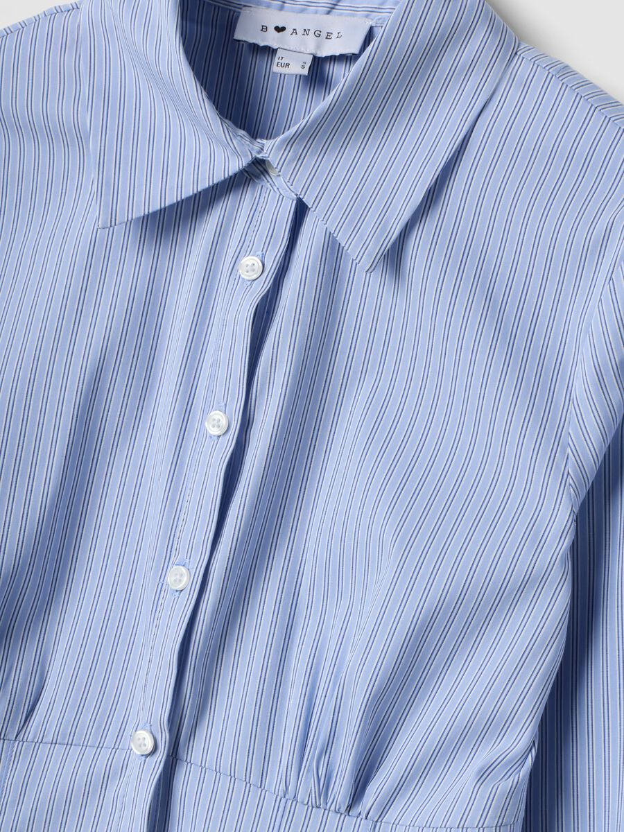 Blue striped slim-fit stretch cotton shirt_1
