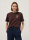 Brown pure cotton short-sleeve regular-fit T-shirt with print_1