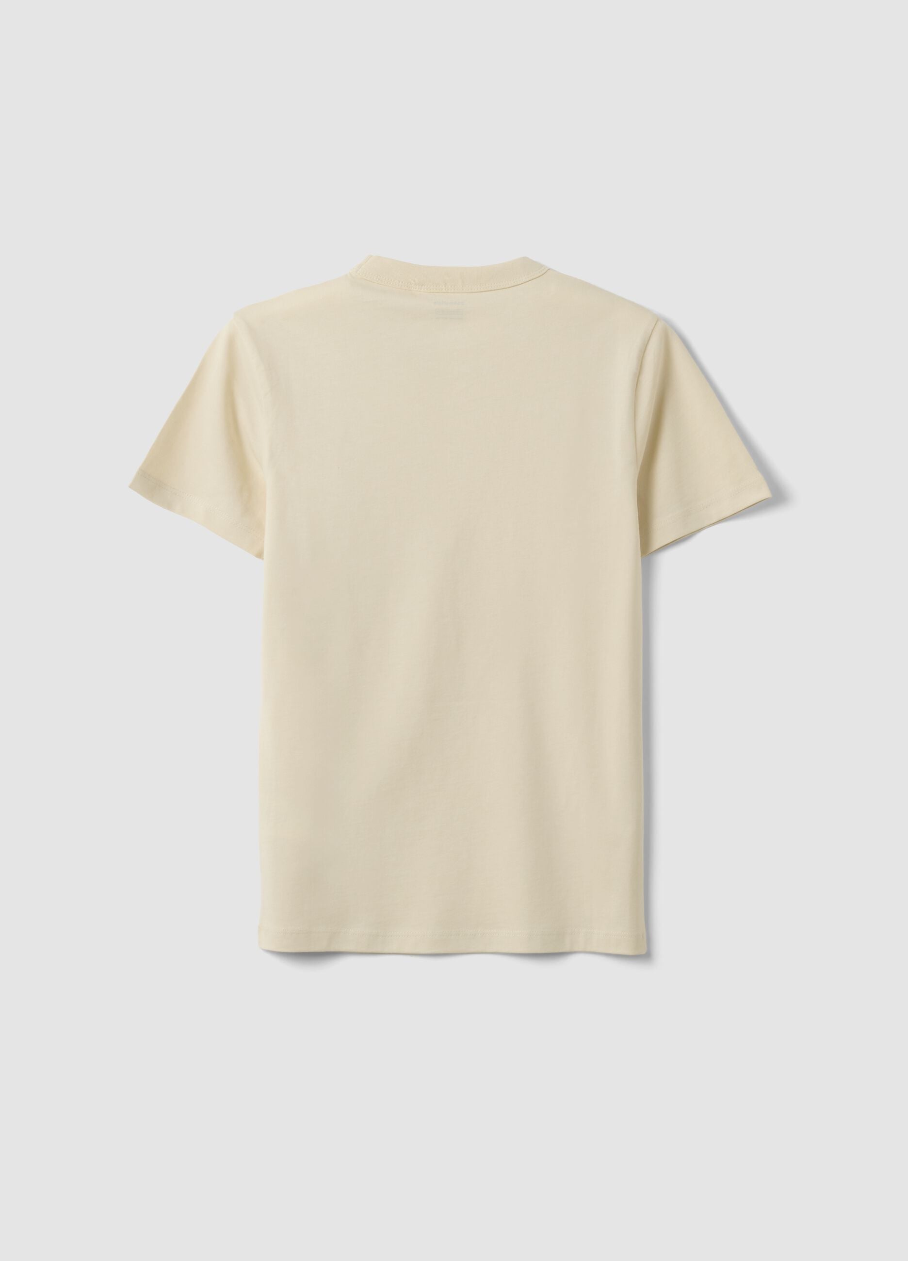 Beige pure cotton boys&rsquo; regular fit T-shirt