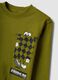 Green oversized pure cotton T-shirt with contrast print for boys_2