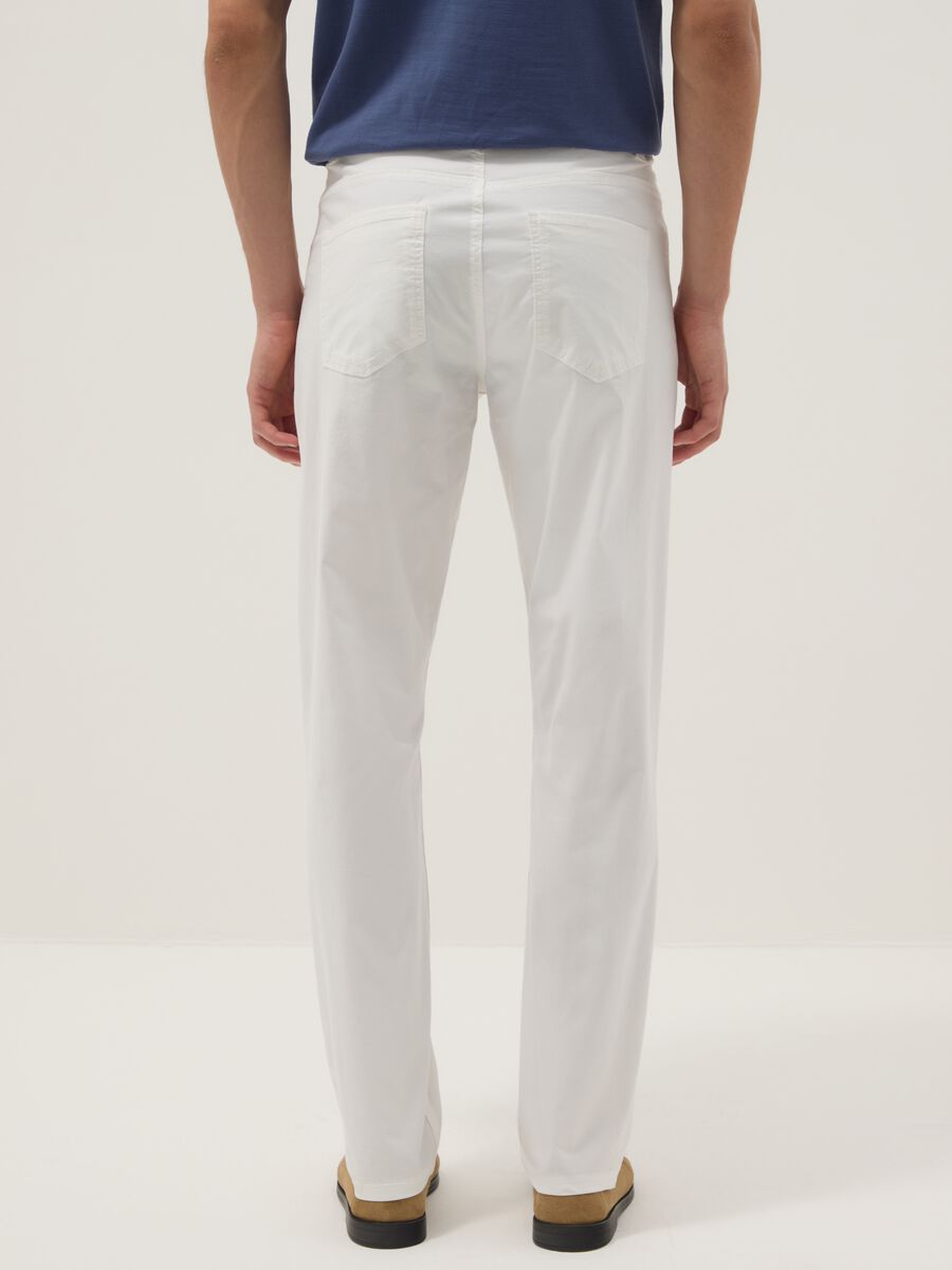 Slim fit stretch cotton white trousers_2