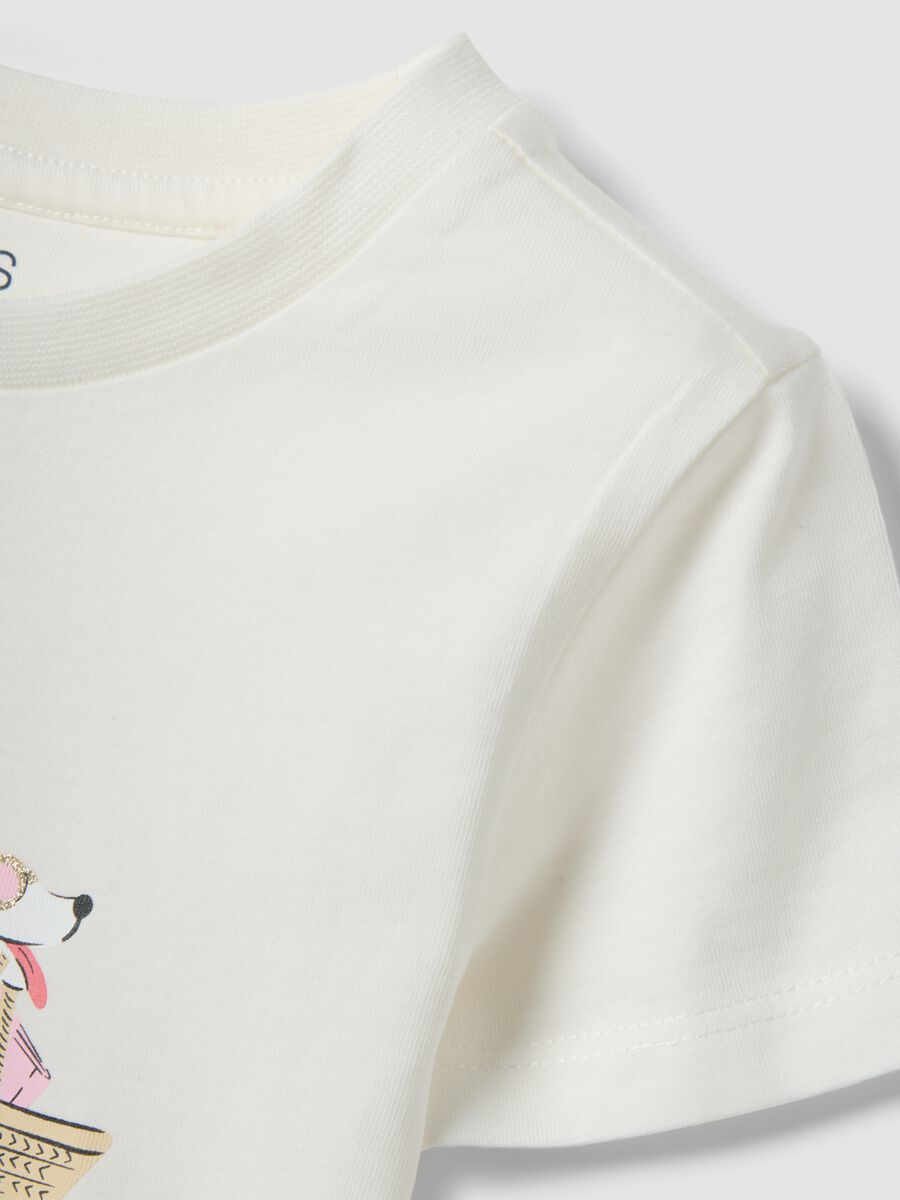 White girls&rsquo; T-shirt in pure organic cotton with print and glitter_3