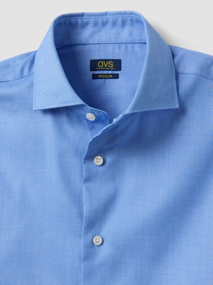 Light blue pure cotton shirt with French collar, easy-iron, regular fit_2