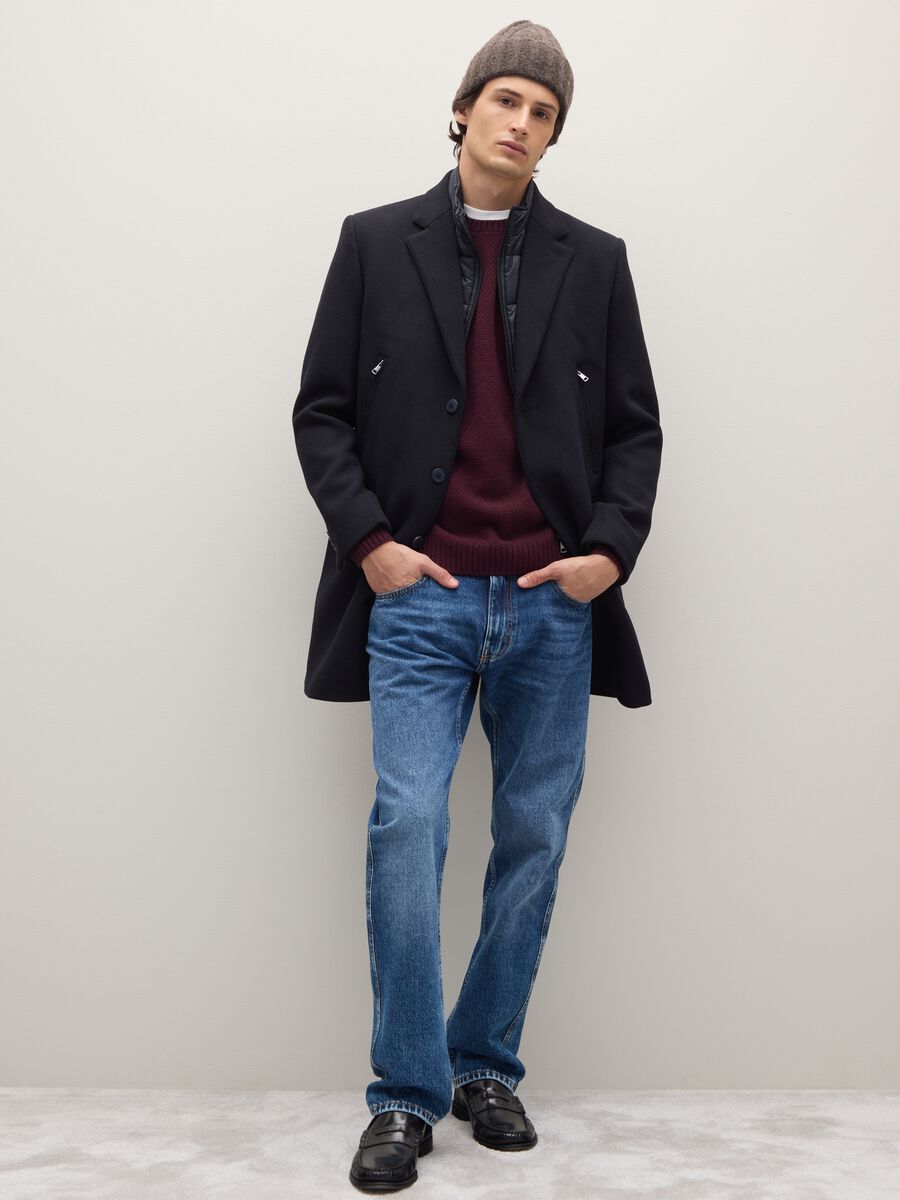 Black regular fit Chesterfield coat_1