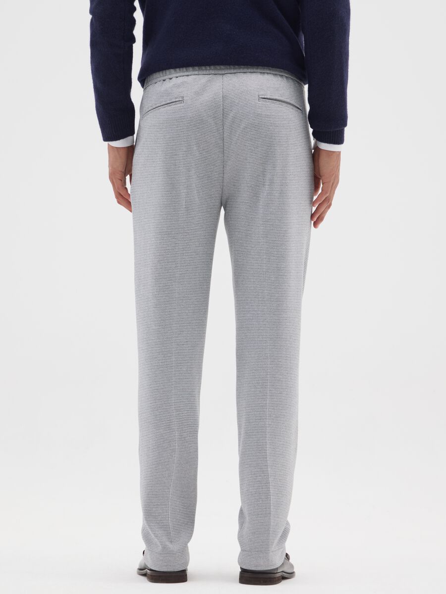 Grey Slim Fit Houndstooth Trousers_2