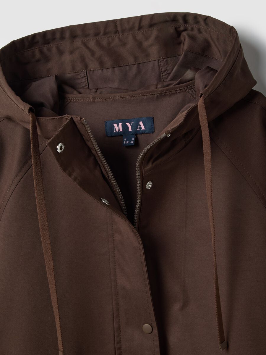 Brown cotton blend parka jacket regular fit with hood_5