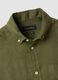 Green pure linen shirt with button-down collar, regular fit_1