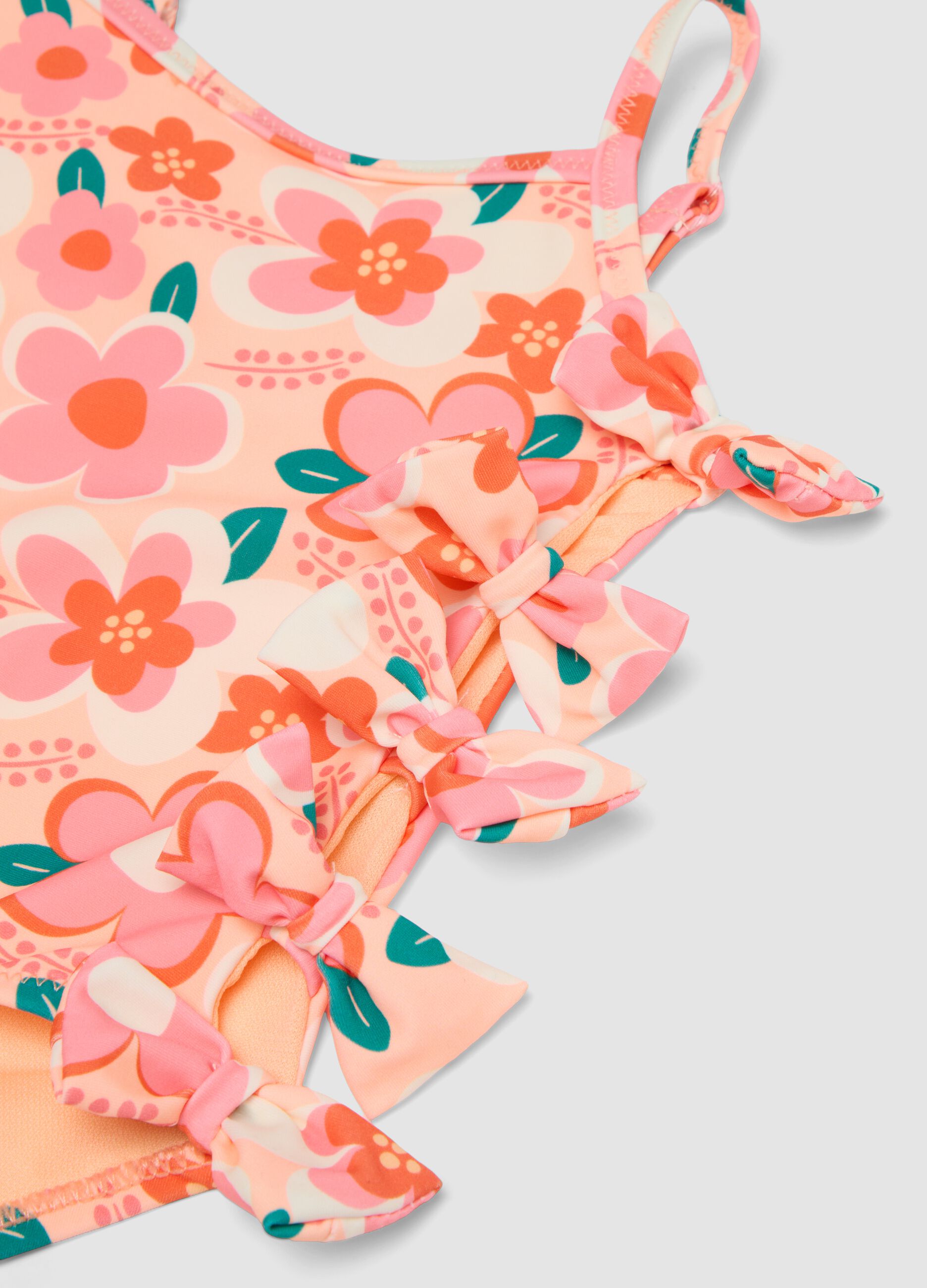 Baby girls&rsquo; multicolour floral one-piece swimsuit in stretch fabric