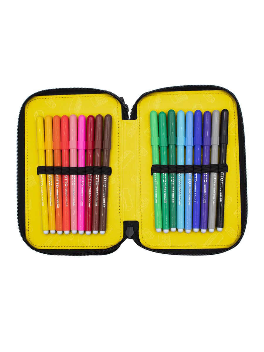 Three-layer pencil case with print and zips_3