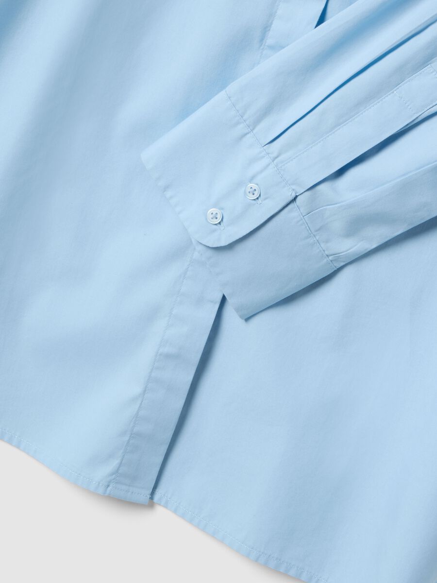Light blue pure cotton shirt regular fit with three-quarter sleeves_5