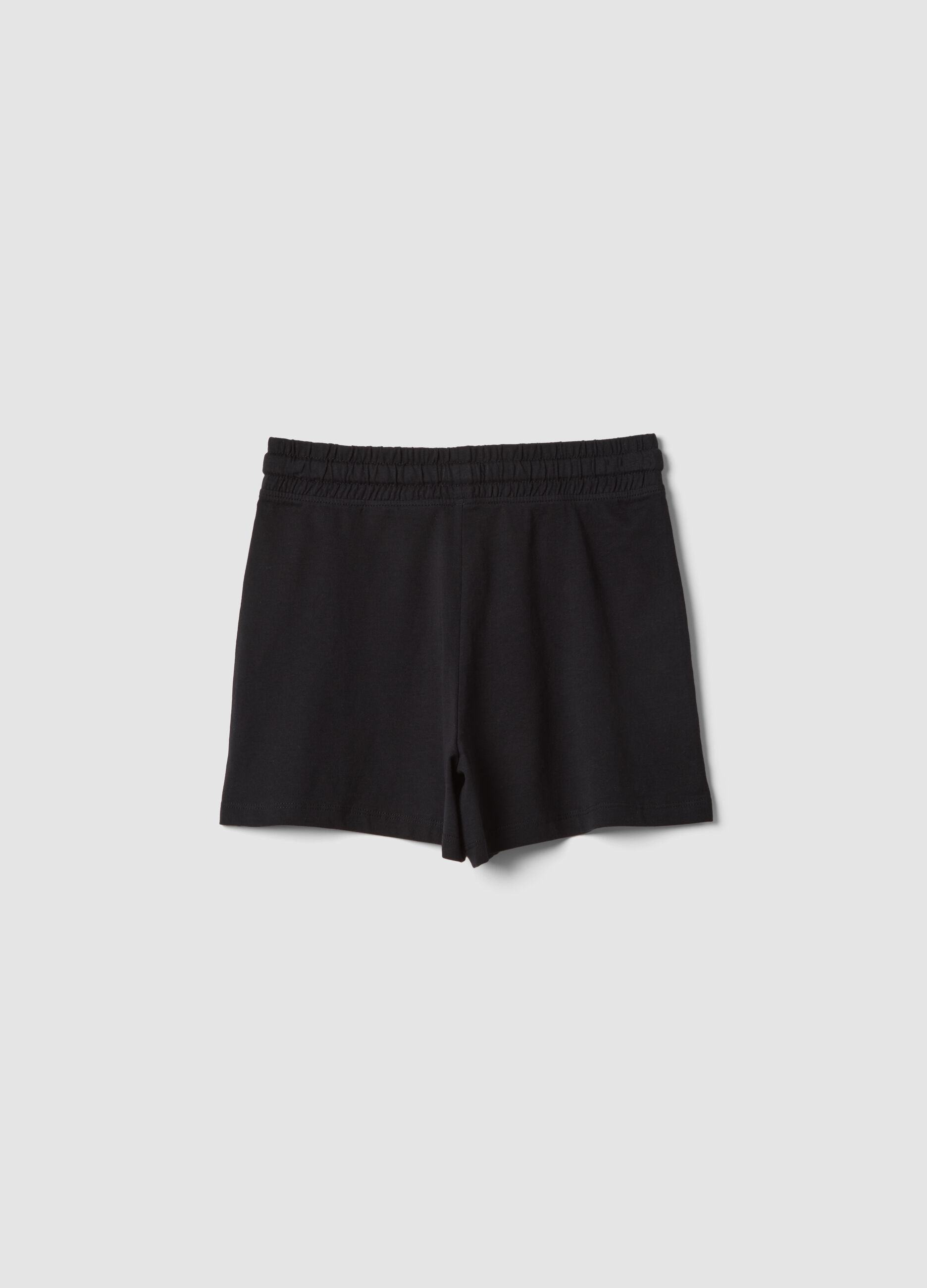 Schwarze M&auml;dchen-Shorts aus reiner Baumwolle mit elastischem Bund