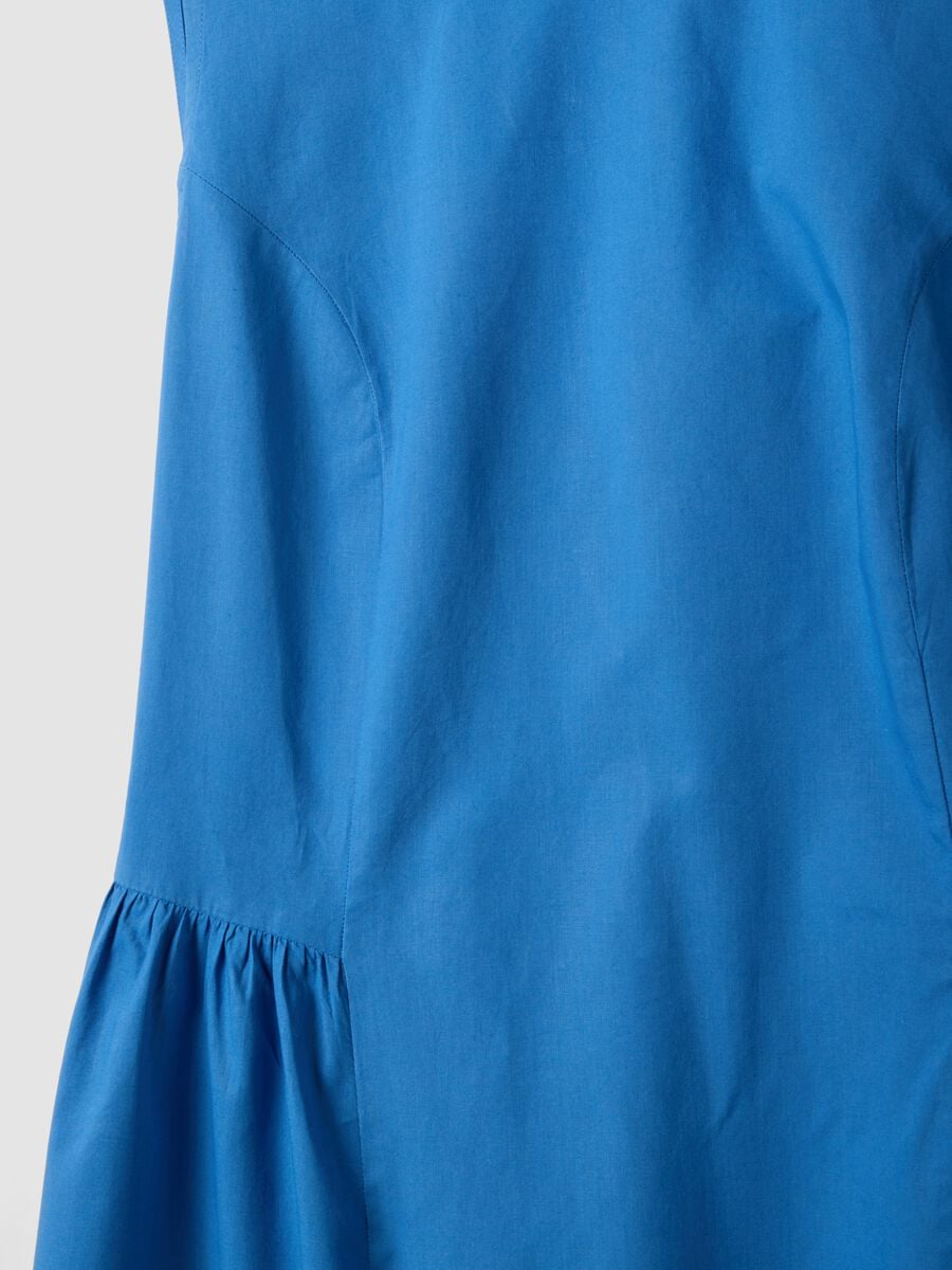 Blue pure cotton dress with boat neckline_5