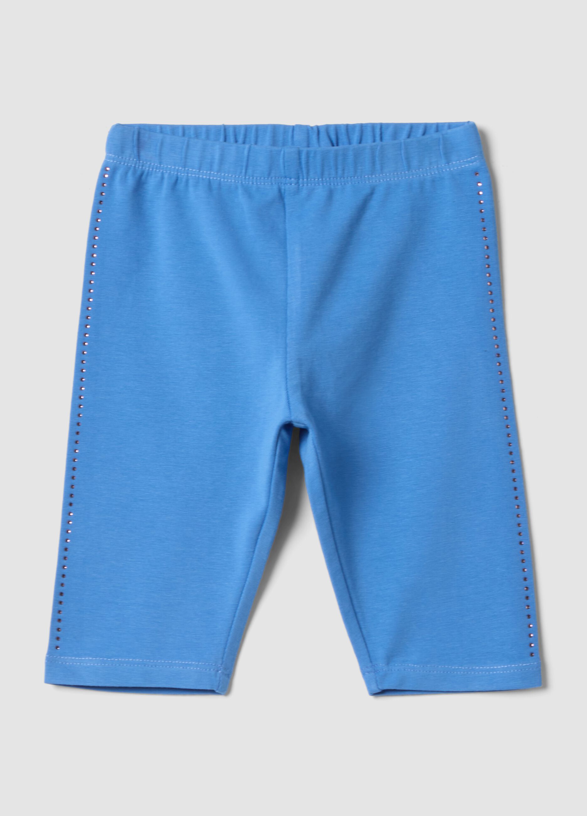 Hellblaue Slim-Fit-Leggings aus elastischer Bio-Baumwolle f&uuml;r M&auml;dchen