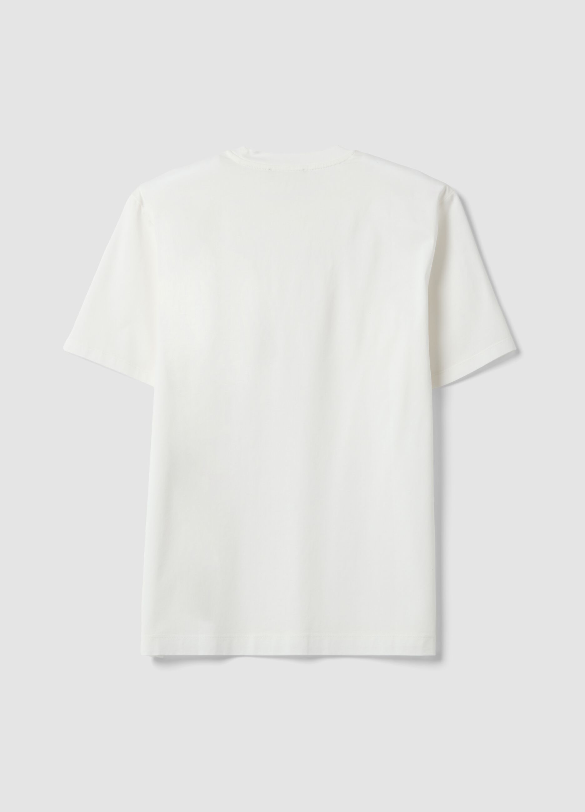 White pure cotton jersey T-shirt with crew neck, relaxed fit