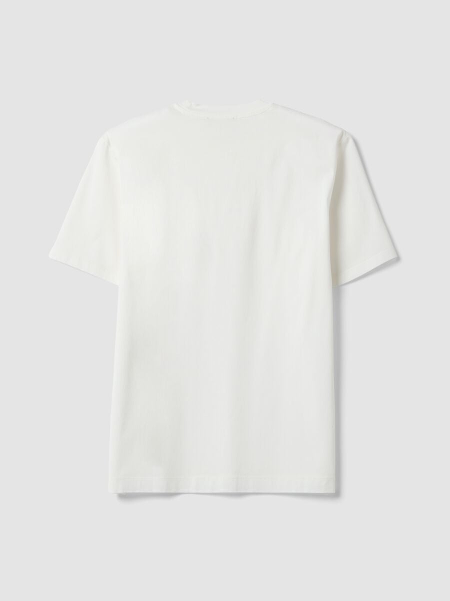 T-shirt branca em jersey de algod&atilde;o puro com gola redonda, relaxed fit_2