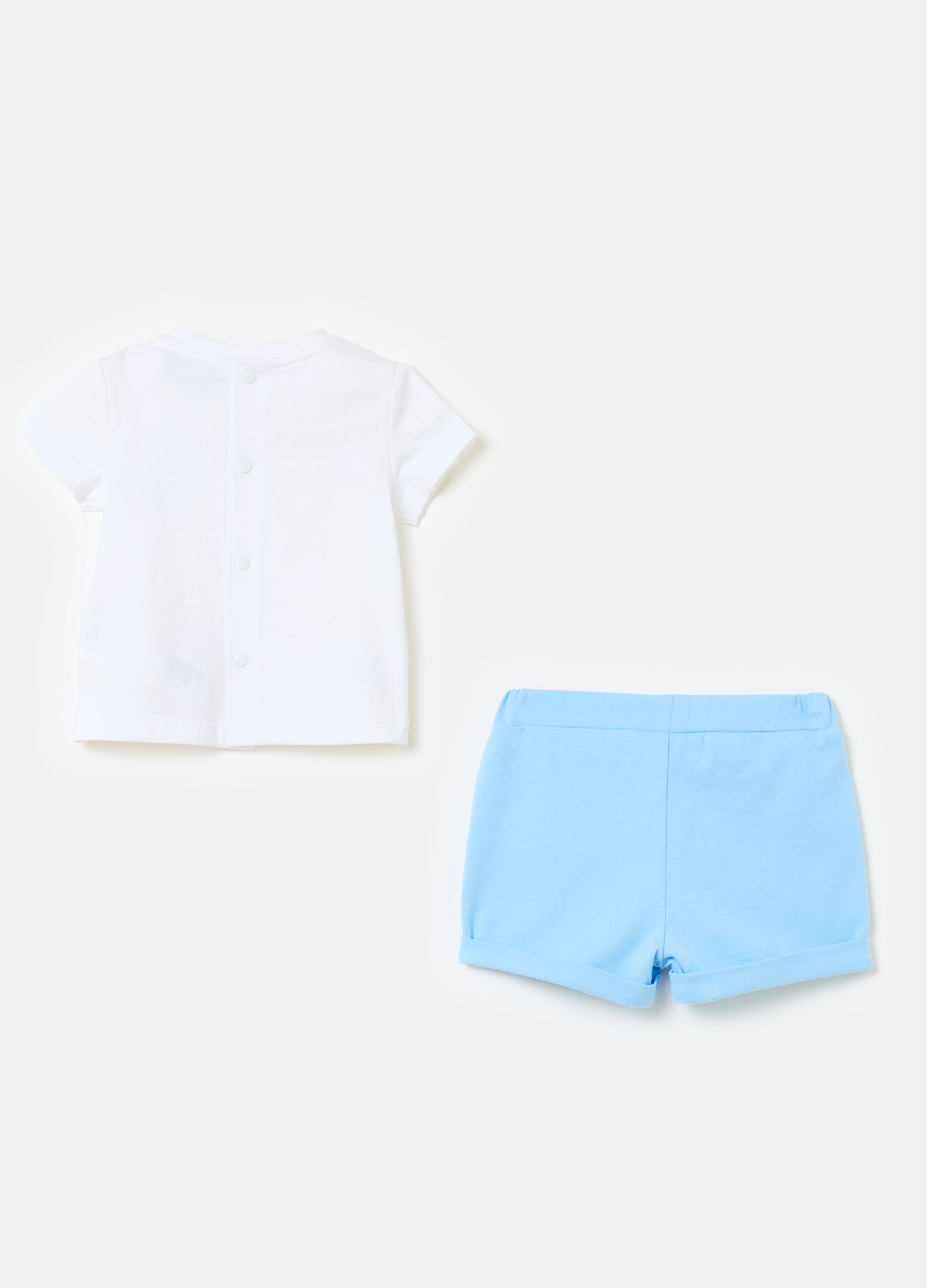 T-shirt and shorts set with sea animals print