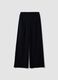 Navyblaue Rippstrickhose mit weitem Bein, Regular Fit_0