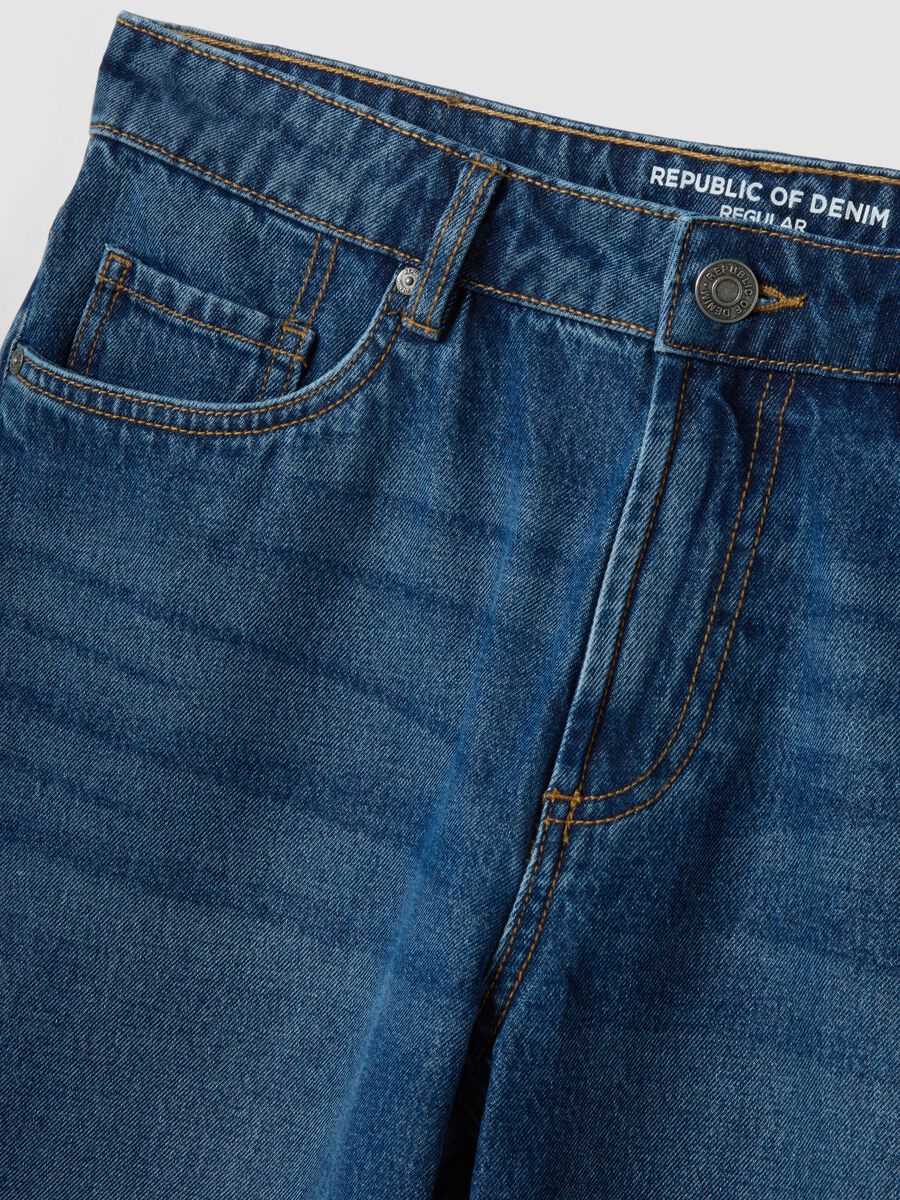 Blue denim Bermuda shorts in pure cotton, regular fit_5