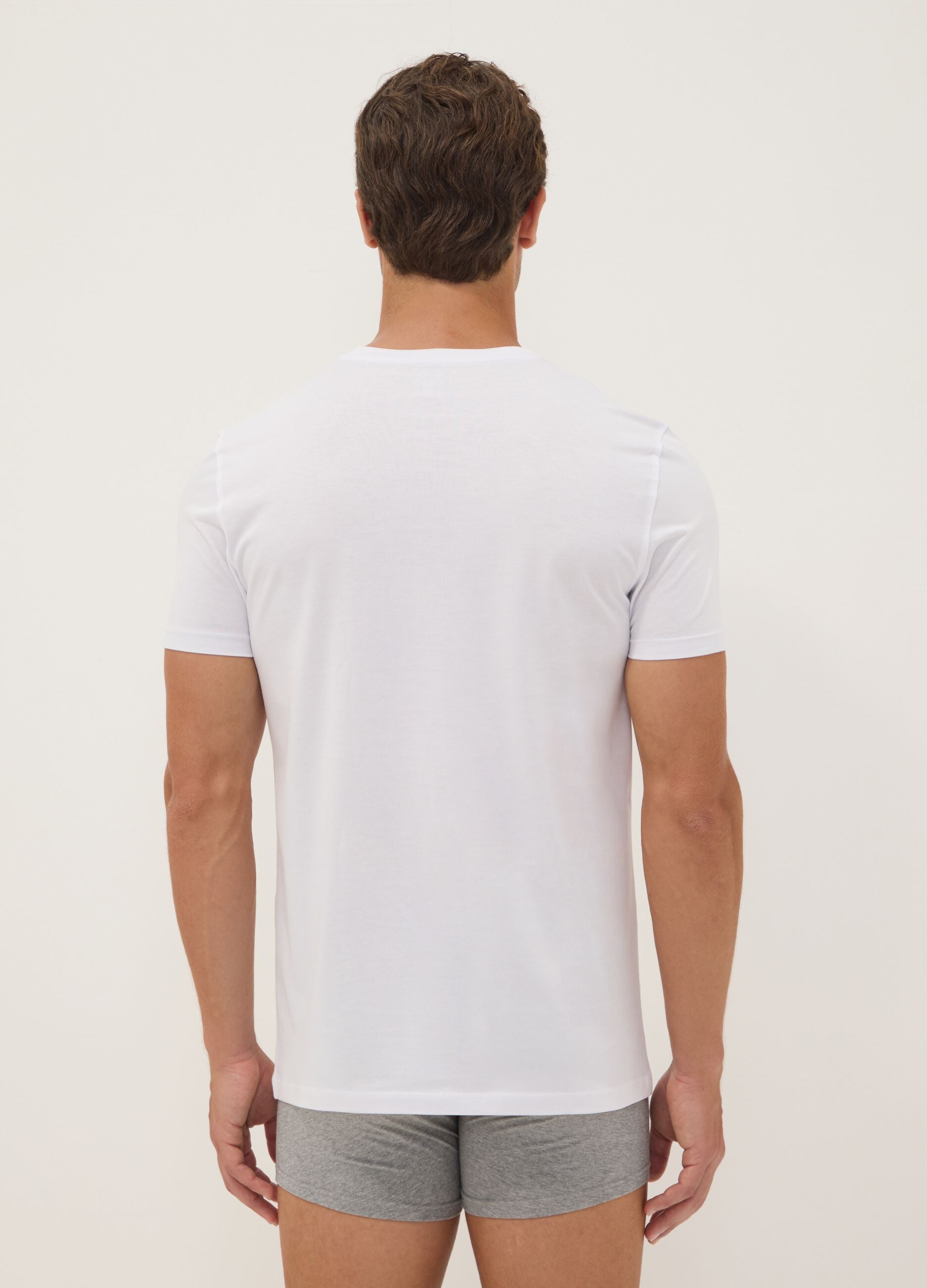White Supima cotton crew-neck T-shirt, regular fit
