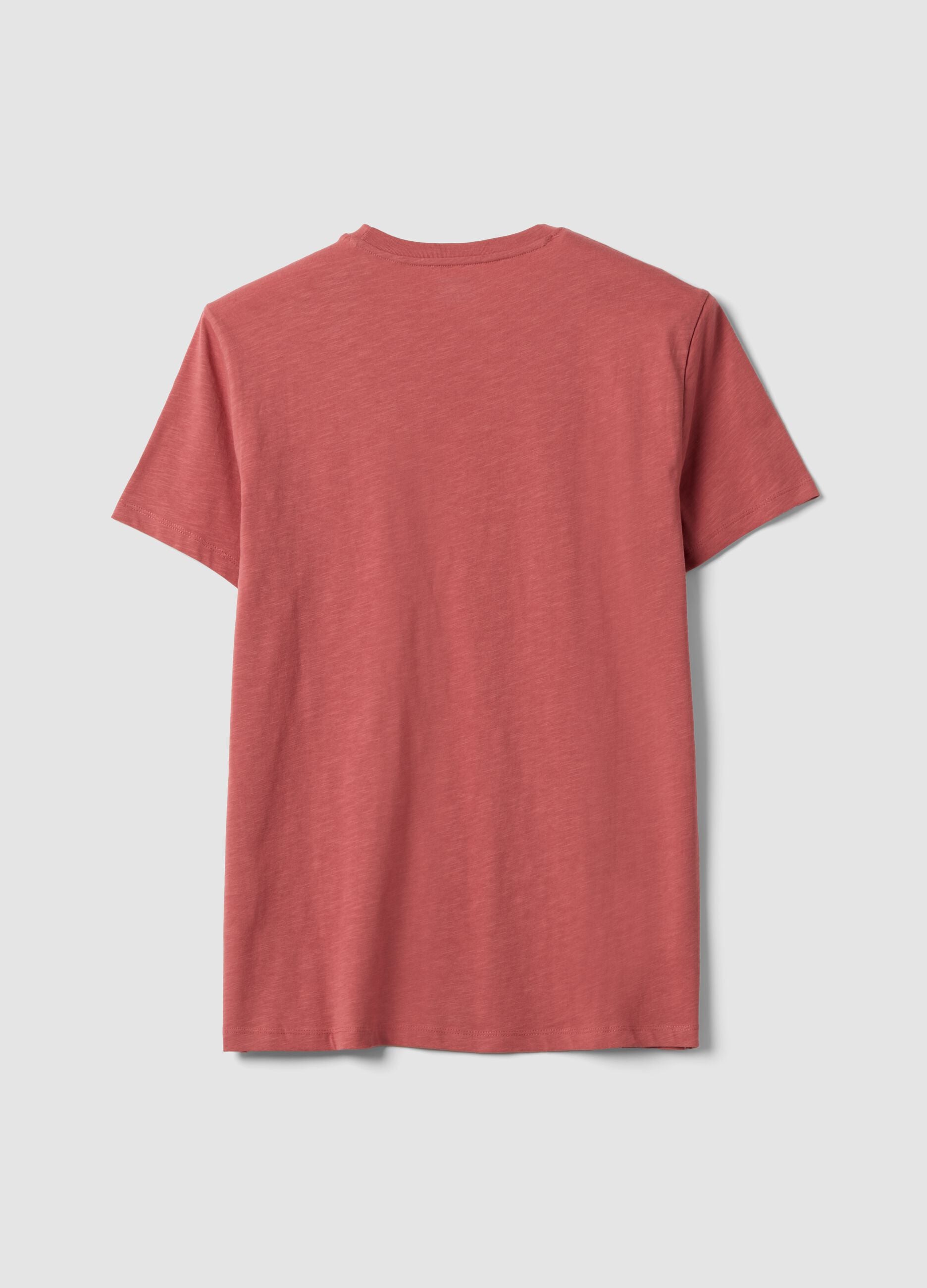 T-shirt rosa em algod&atilde;o puro de manga curta, corte regular