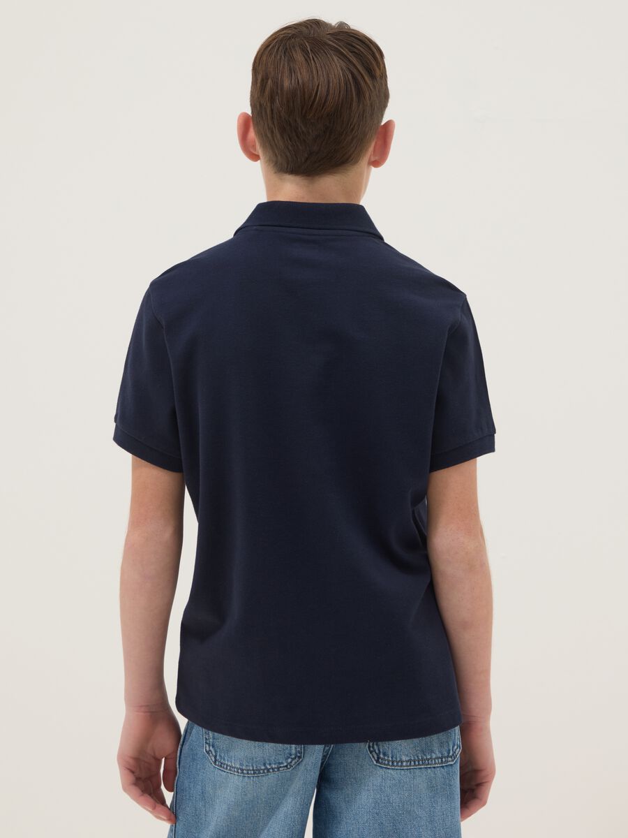 Boys&rsquo; blue organic pure cotton polo shirt, regular fit_1