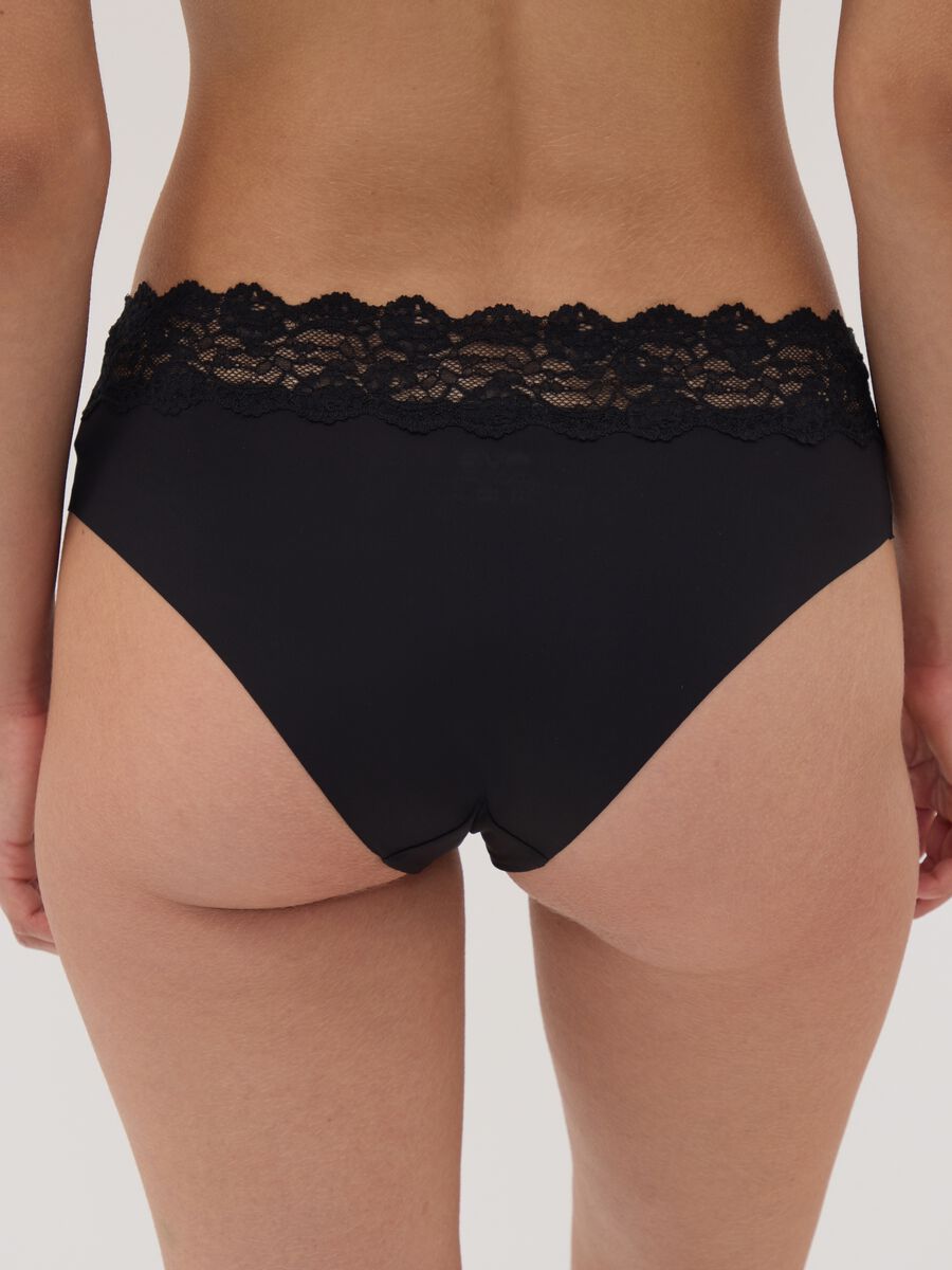 Black stretch microfibre briefs with lace_2