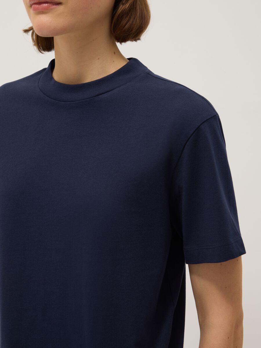 Regular fit blue pure cotton T-shirt_3