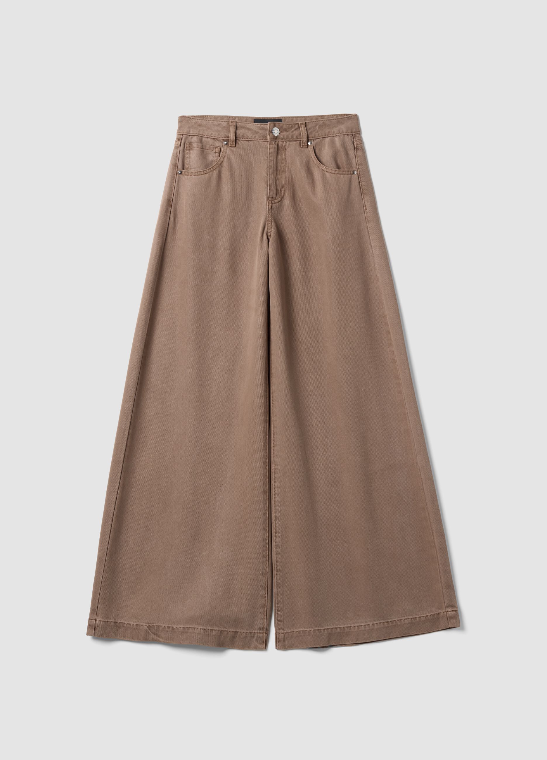 Brown wide-leg jeans in pure lyocell