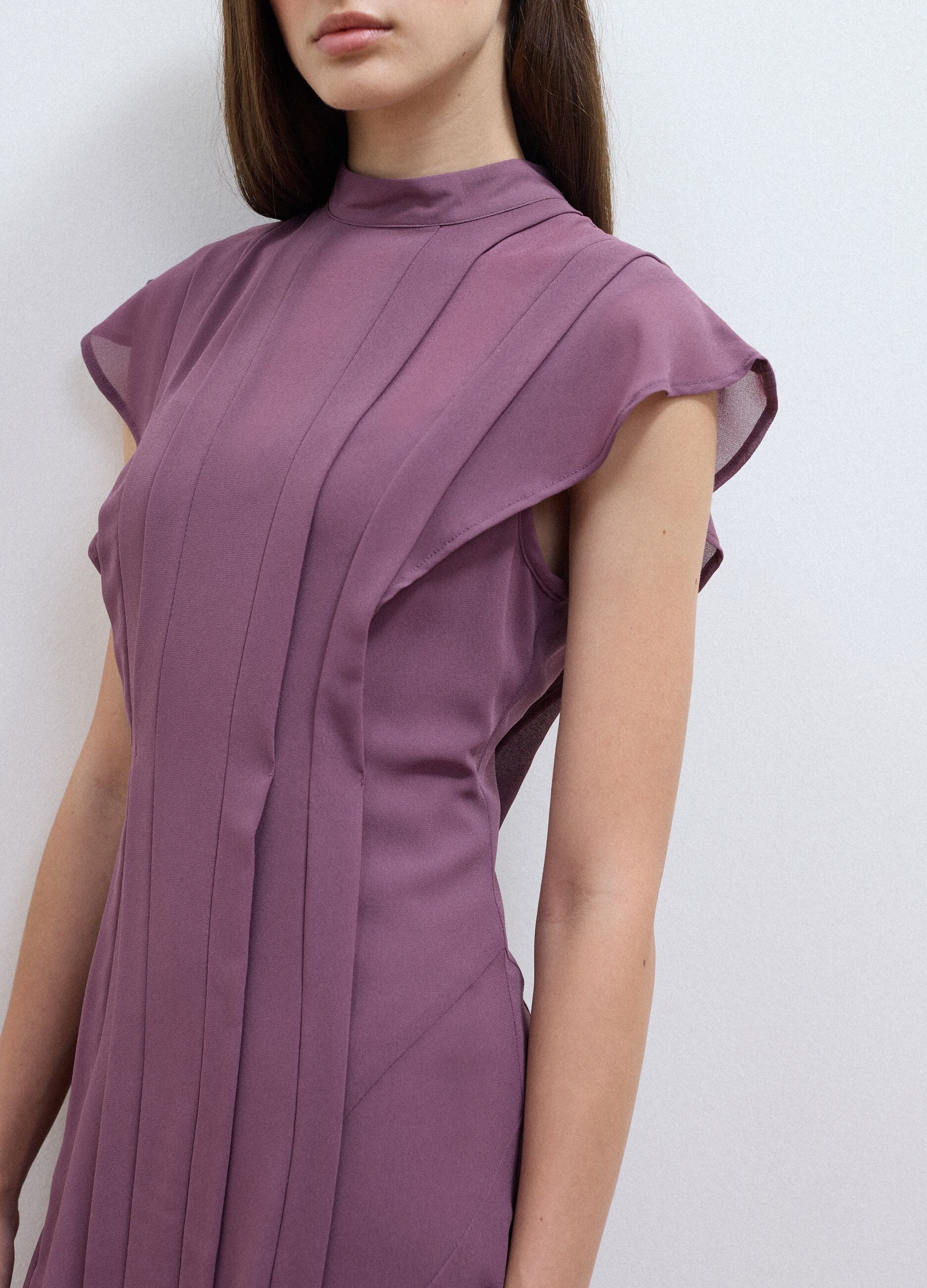 Purple relaxed-fit dress with short ruffle sleeves