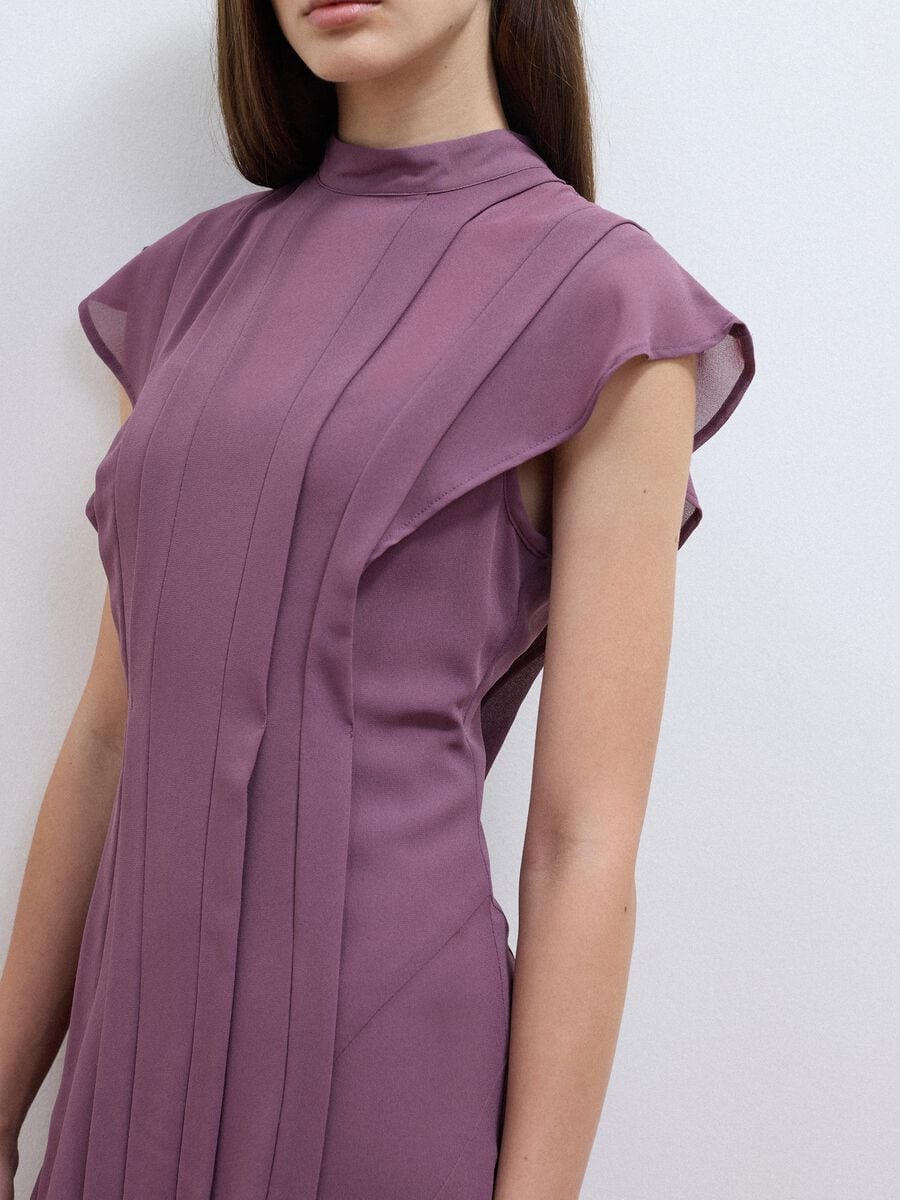 Purple relaxed-fit dress with short ruffle sleeves_2