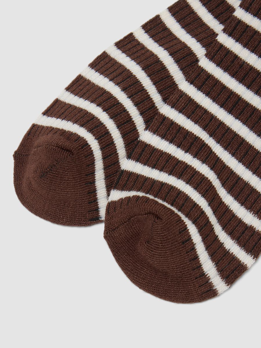 Brown striped stretch-fabric socks_2