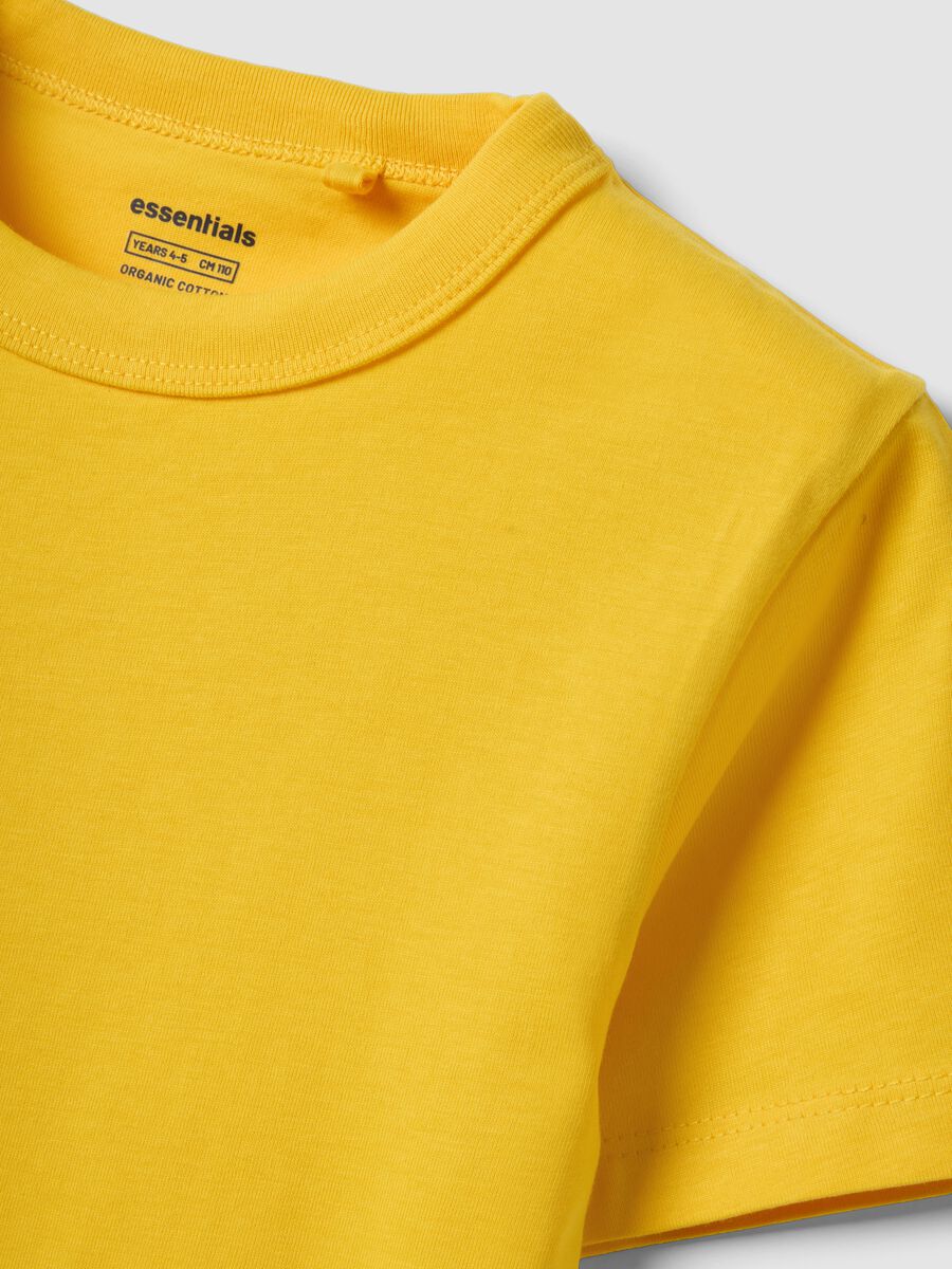 Yellow pure cotton kids&rsquo; T-shirt with an oversized fit_2