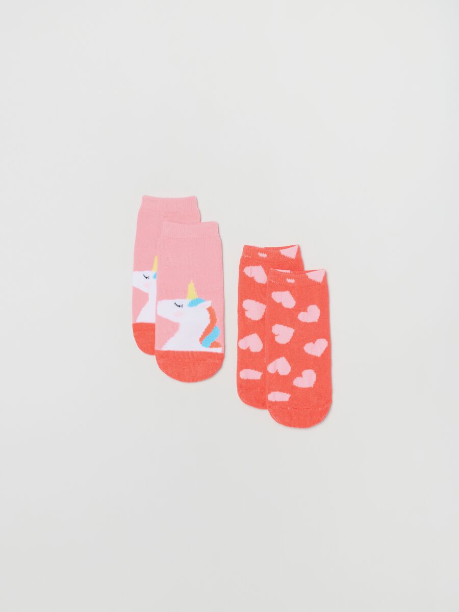 Two-pair pack slipper socks with design_0