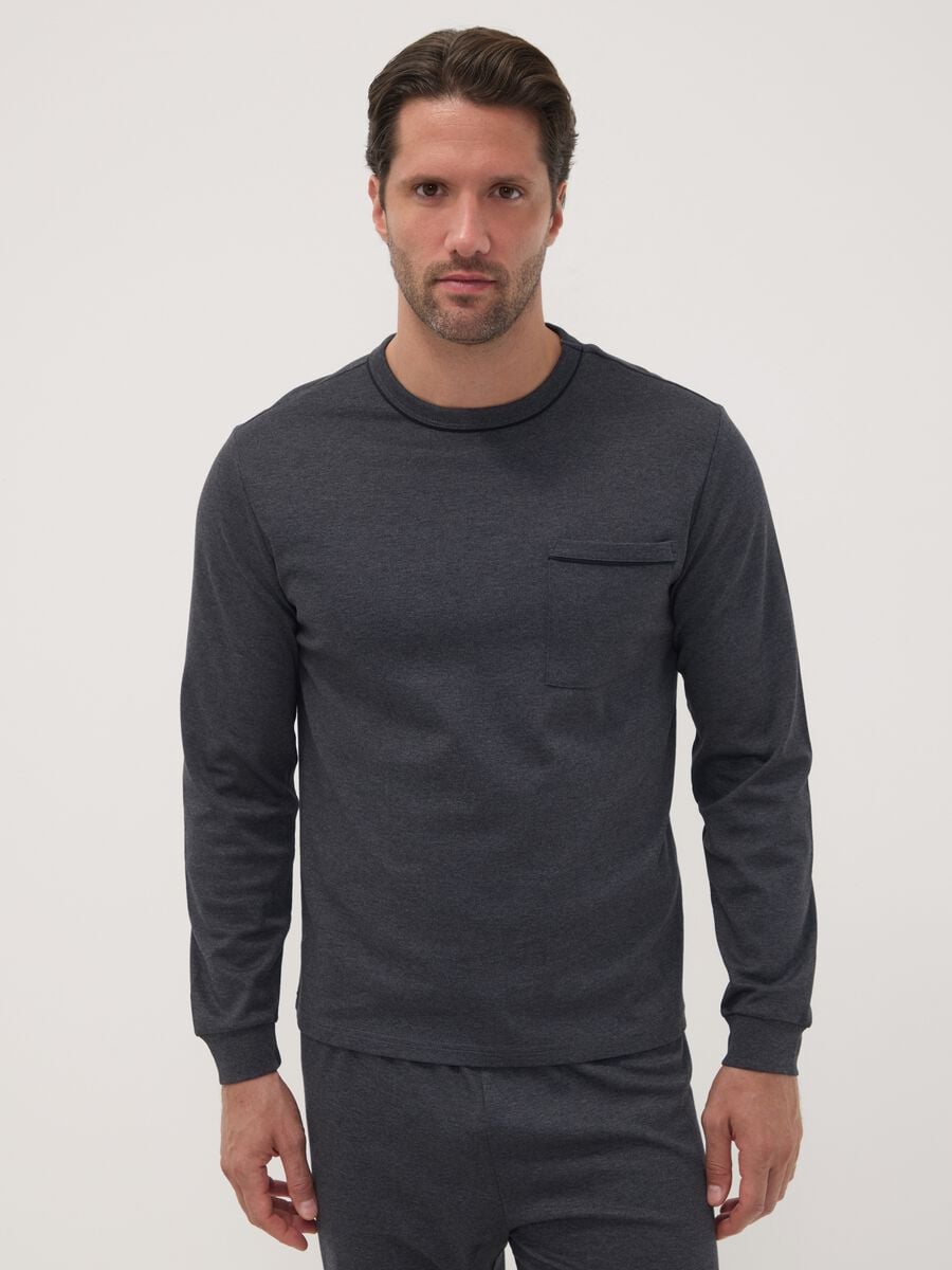 Grey organic cotton crew-neck pyjamas_1