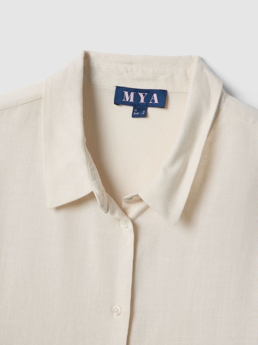 White viscose-linen blend shirt, regular fit_5