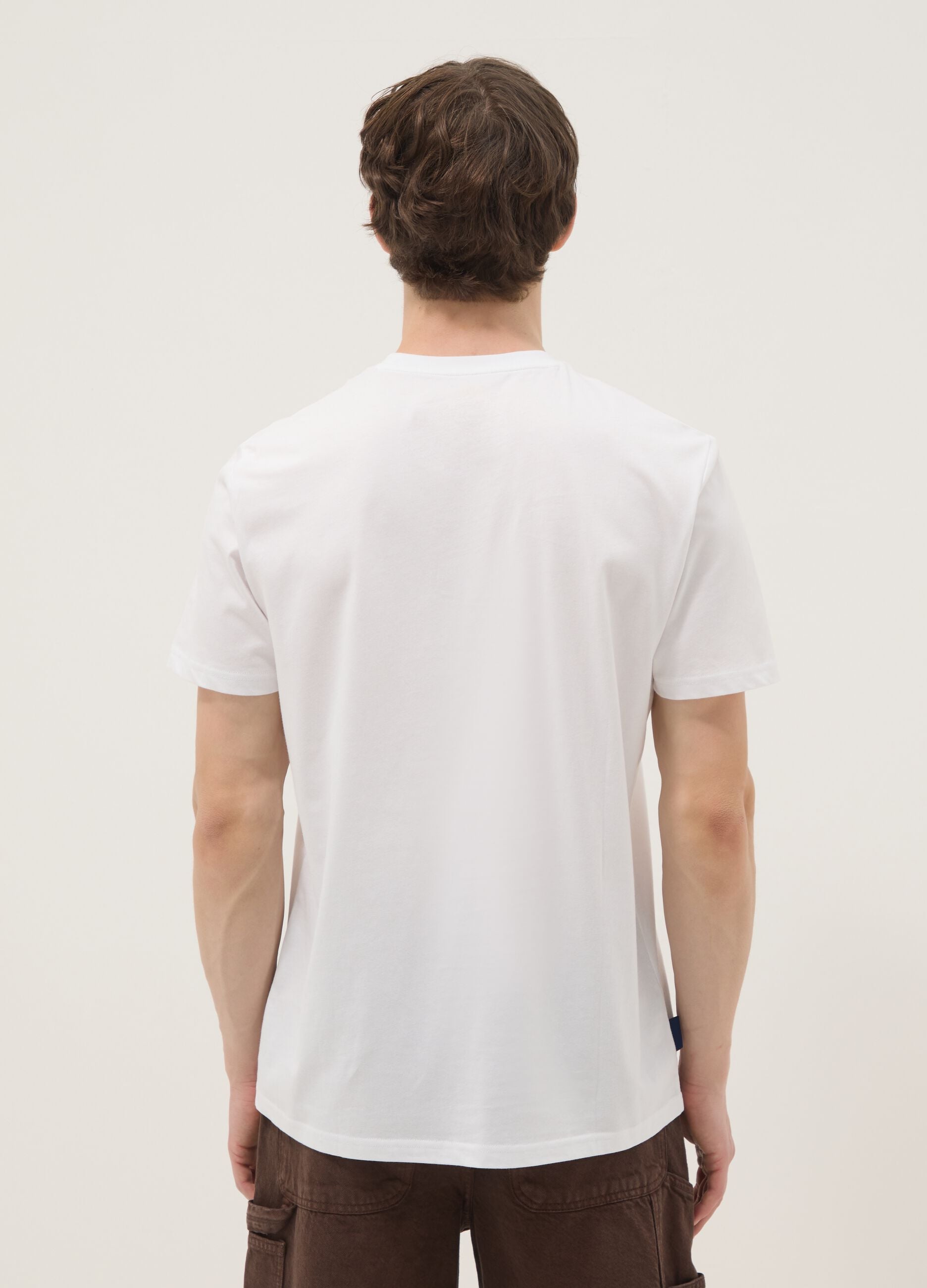 Wei&szlig;es T-Shirt aus reiner Baumwolle mit Print, Regular Fit