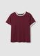 Red pure cotton T-shirt with buttons, regular fit_0