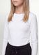 White organic cotton and stretchy viscose T-shirt with ribbed neckline for girls_2
