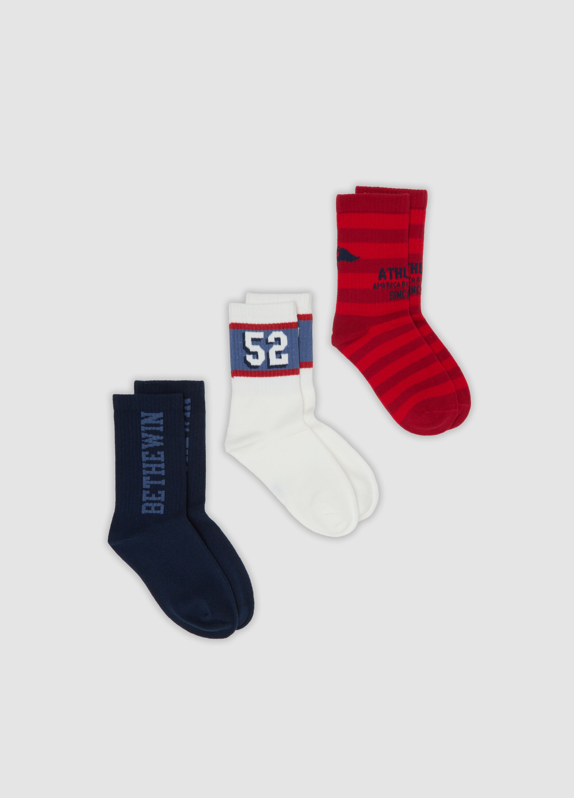 3-pack of multicolour short socks in stretch organic cotton with pattern