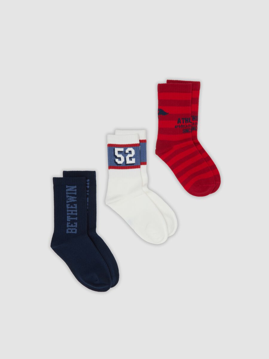 3-pack of multicolour short socks in stretch organic cotton with pattern_0
