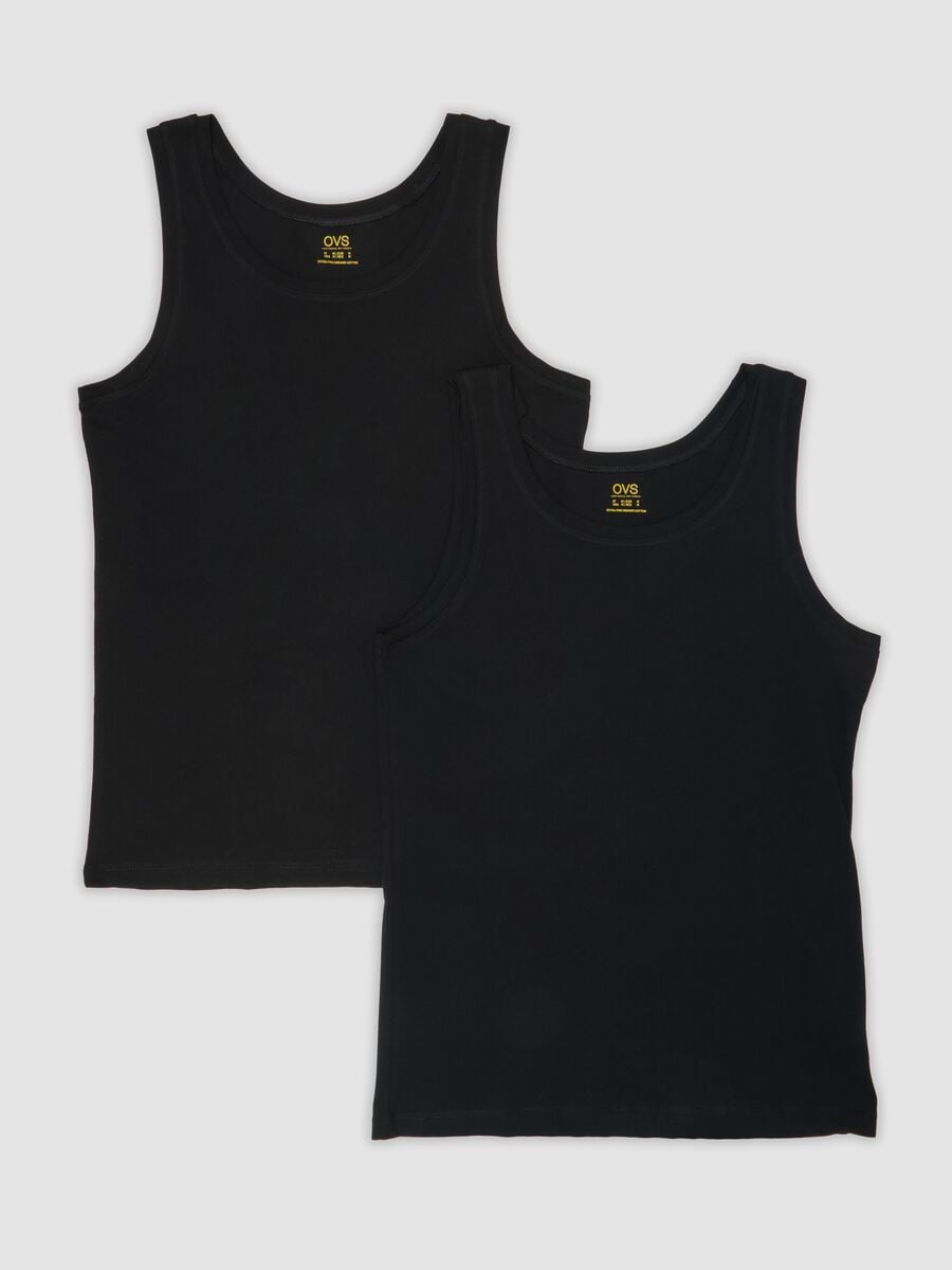 2-pack of black vests in pure extra-fine cotton_4
