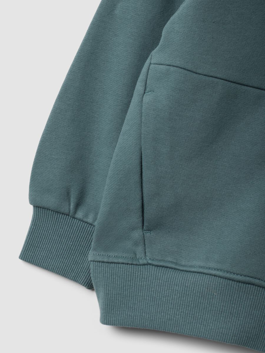 Green organic cotton hooded sweatshirt, oversized fit, for boys_3