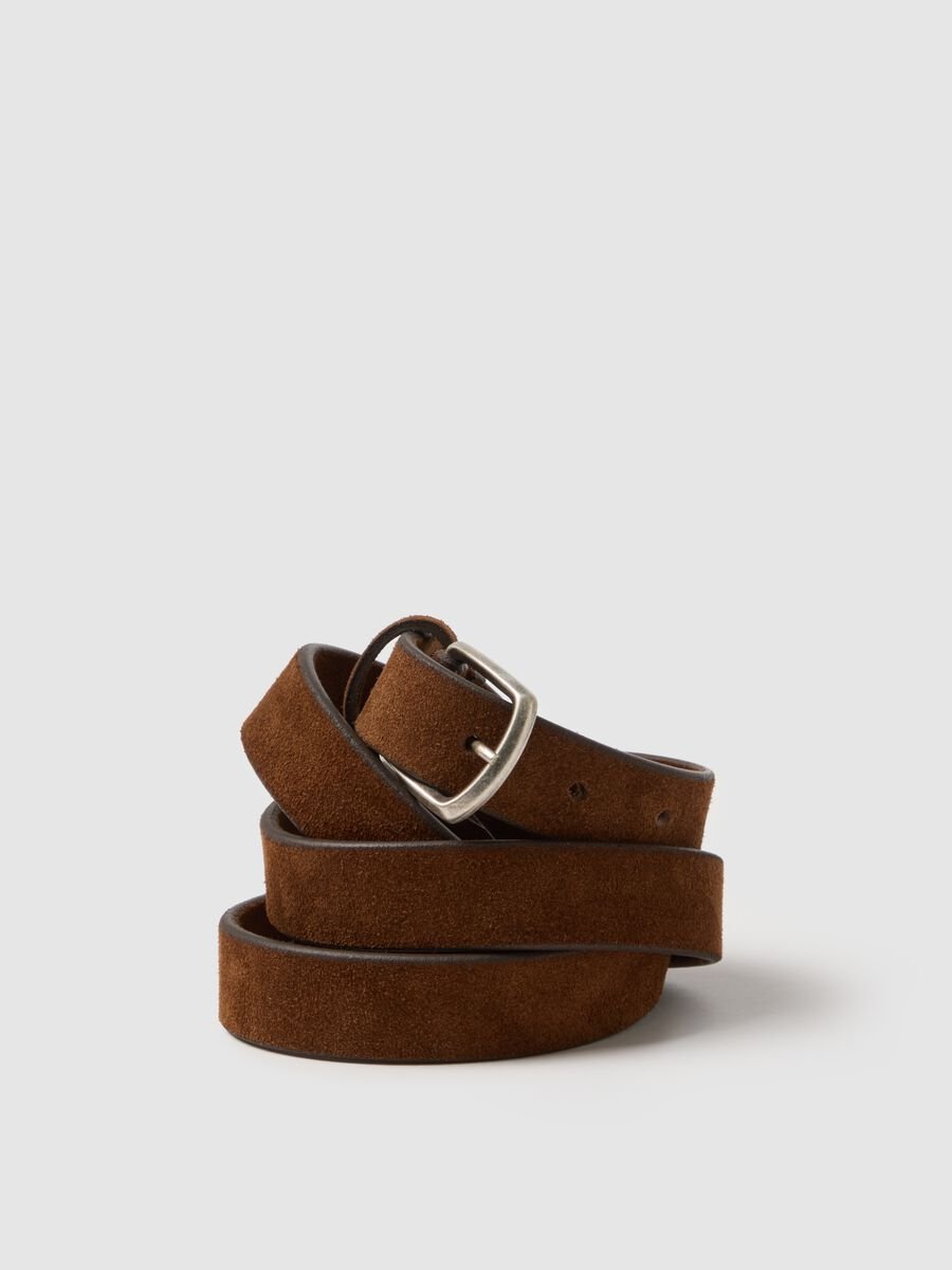 Brown Genuine Leather Belt with Metal Buckle_2