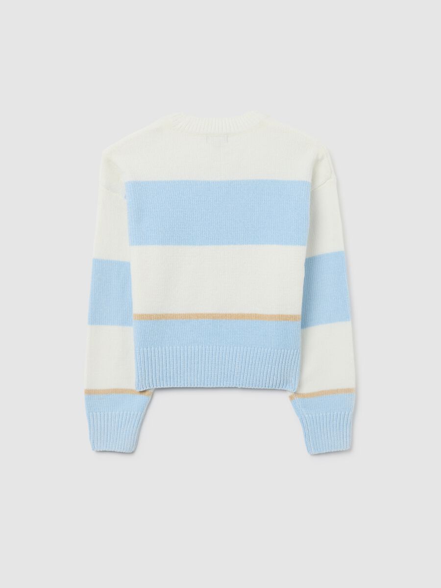 Girls' multicolour striped crew neck jumper, regular fit_4