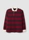 Red pure cotton striped long-sleeve rugby polo, regular fit_4