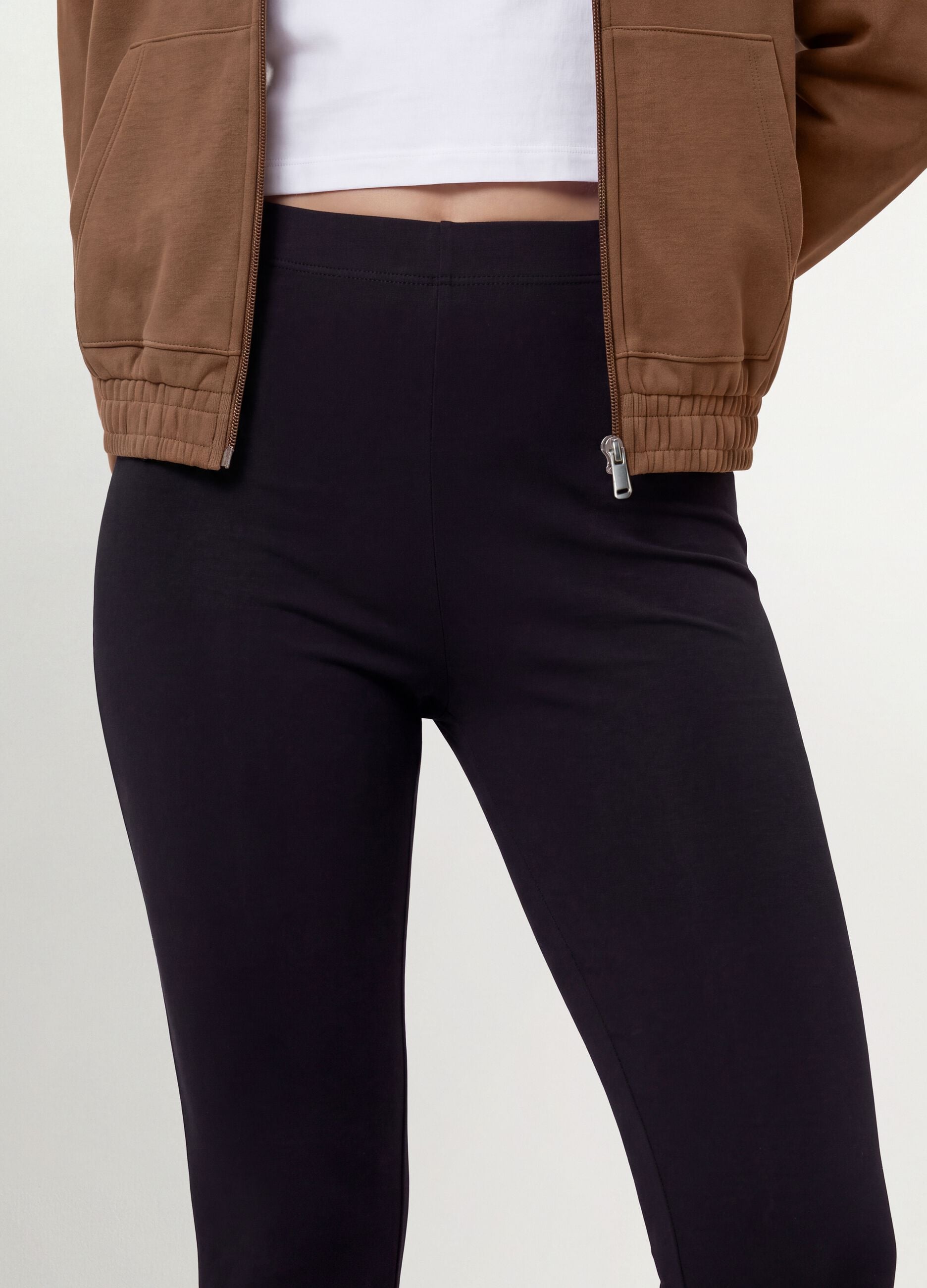 Girls&rsquo; black skinny-fit organic stretch cotton leggings