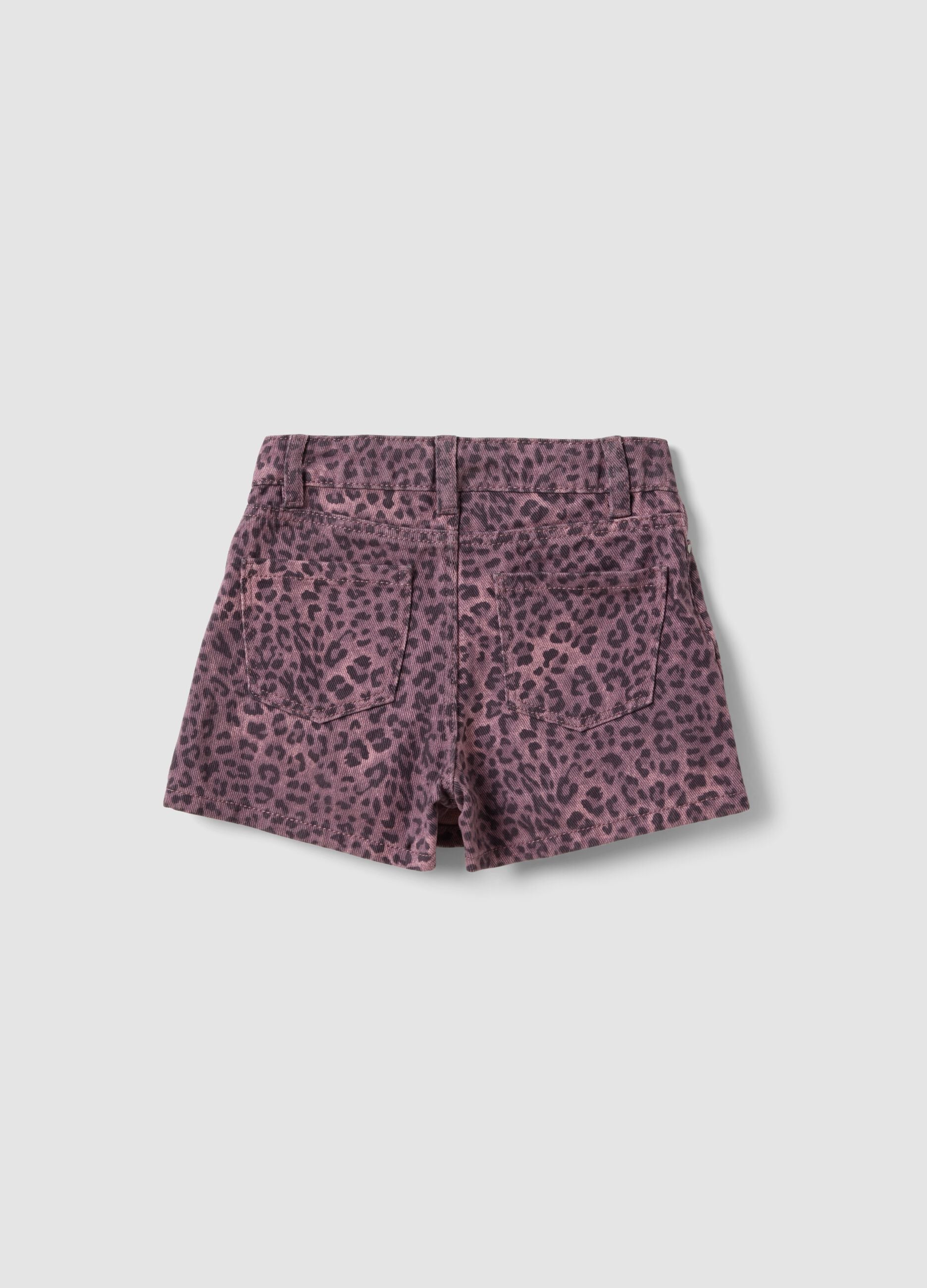 Ružičaste slim fit kratke hlače s animal printom od čistog pamuka za djevojčice