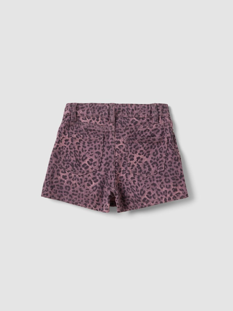 Ružičaste slim fit kratke hlače s animal printom od čistog pamuka za djevojčice_1