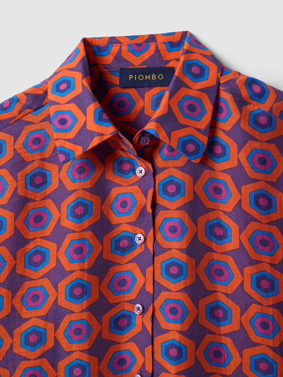 Multicolour regular fit Lyocell blend shirt with geometric pattern_5