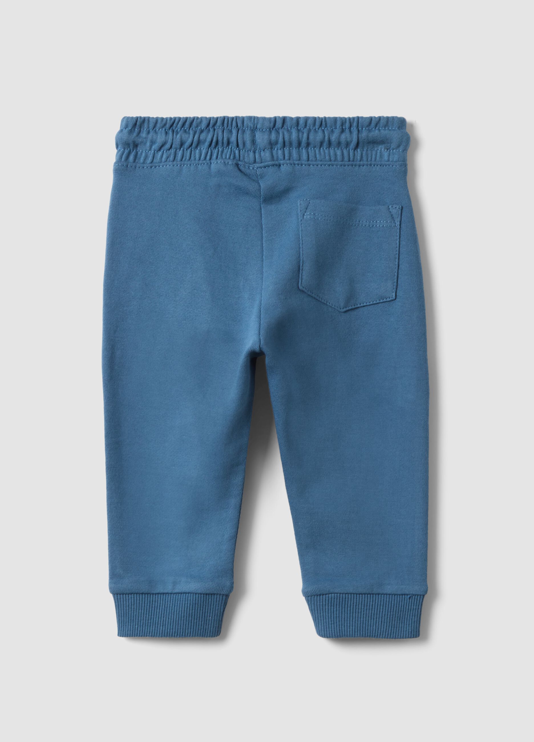 Blue pure cotton jogger trousers with teddy bear print